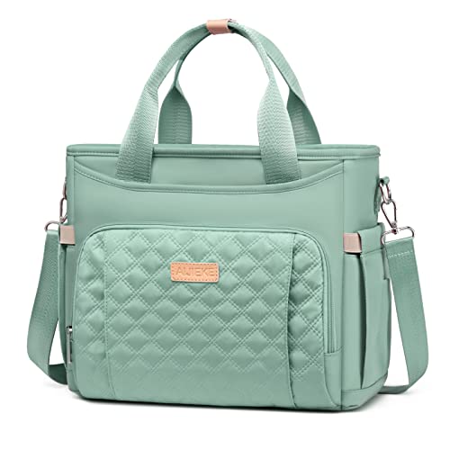 AIJIEKE Large Insulated Lunch Bag for Women Men, Work Lunch Box Tote, Green | Leakproof, durable multi-compartment cooler. Reusable with shoulder strap. Perfect for travel meal prep, picnic, beach - color: Green