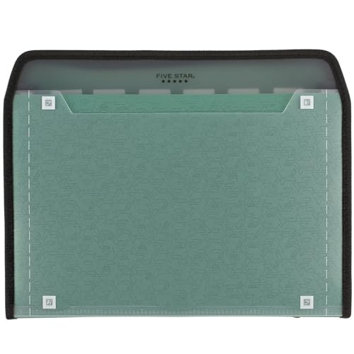 Five Star Expanding File Organizer + Study App, 7-Pocket Accordian File Organizer, Zipper Closure, Holds 11" x 8-1/2", Seaglass Green (350099C-ECM)