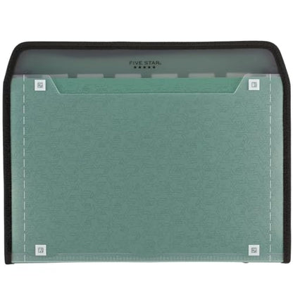 Five Star Expanding File Organizer + Study App, 7-Pocket Accordian File Organizer, Zipper Closure, Holds 11" x 8-1/2", Seaglass Green (350099C-ECM)
