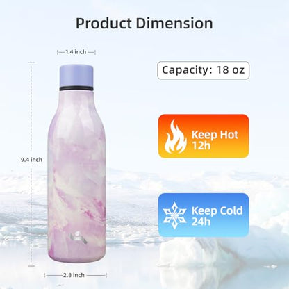Konokyo Insulated Water Bottle with Strap,18 oz Double Wall Stainless Steel Vacuum Bottles Metal Water Flask,Dawn - color: Dawn, size: 18 Ounces