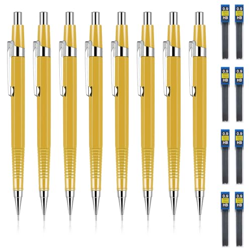 8 PCS Metal Mechanical Pencil,Durable 0.9mm Drafting Pencil,Comes With 8 PCS of 9 mm lead pencil refills, Pencils Mechanical For Writing,Drawing & Gifting