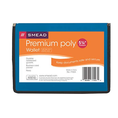 Smead Poly Wallet, Accordion File Organizer for File Folders, Letter Size, Blue, 5-1/4 inch Expansion, Office Supplies, Document Organizer (71503), Letter (Pack of 12) - size: Letter (Pack of 12), style: Blue