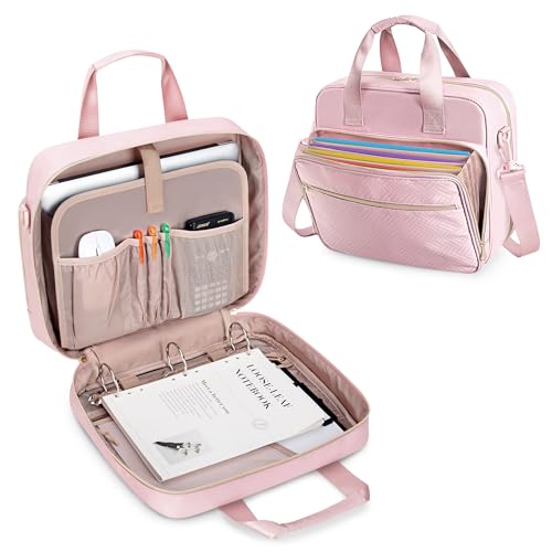 3 Ring Zipper Binder 2 Inch, Accordion File Organizer with Strap | Zip Up Binder with Shoulder Strap, 500-Sheet Capacity, Fits Letter Size Files, Portable Zipper Binder Organizer Storage - color: Pink