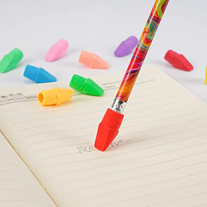 500 Pack Pencil Eraser Caps Pastel Colors Latex Free Pencil Pencil Eraser Toppers Arrowhead Caps Erasers for School Supplies,Deep Color - color: Deep Colour