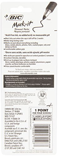 BIC Mark-It Permanent Marker, Fine Point, Black, 2 ct
