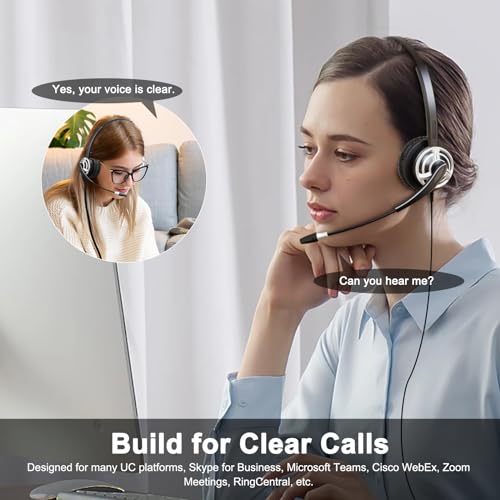 MKJ Wired USB Headset with Microphone Noise Cancelling - Computer Headphone for PC Laptop Desktop Mac - Call Center & Office Headset for Zoom, Ms Teams, Webinar Business, Online Meeting Teaching