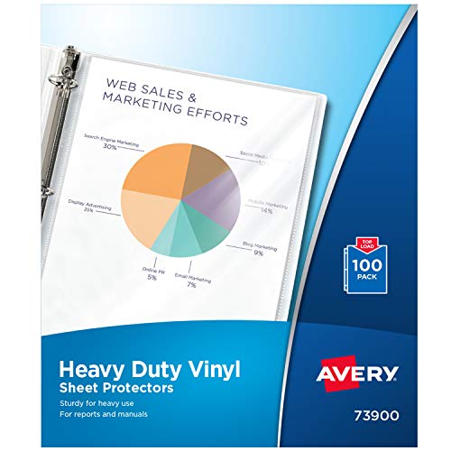 Avery Clear Heavy Duty Vinyl Sheet Protectors, Top Load, 100 Document Protectors (73900) - size: One Size, style: 100 Pack