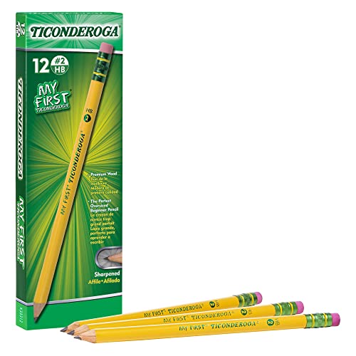 Ticonderoga My First Tri-Write Wood-Cased Pencils, Neon Colors, 12 Count (X13012) My First Pencils, Wood-Cased Soft, Pre-Sharpened, 12 Count (X33312)
