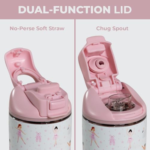 HydroJug Ease2o 14oz Kids Water Bottle with Straw & Chug Lid, Ballerina - color: Ballerina