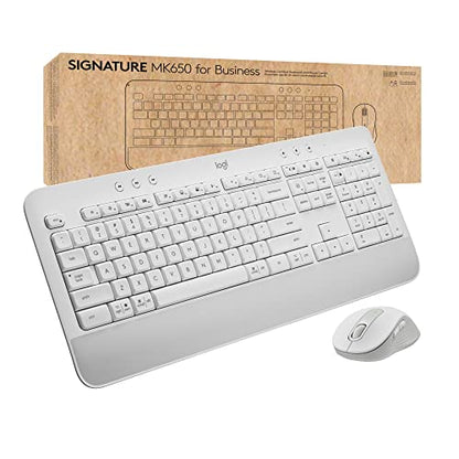 Logitech Signature MK650 Combo for Business Keyboard and Mouse - Off-White | Logi Bolt, Bluetooth, SmartWheel, for Business, Globally Certified, Windows/Mac/Chrome/Linux - color: Off White, style: Combo w. Small Mouse