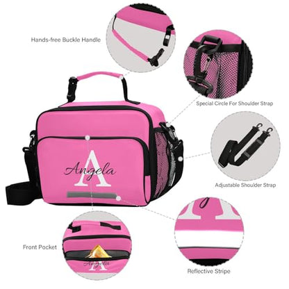Custom Student Lunch Bag for Boys Girls Hot Pink Personalized Name Lunch Box Insulated Cooler Bag for School Picnic Office - color: Multi07