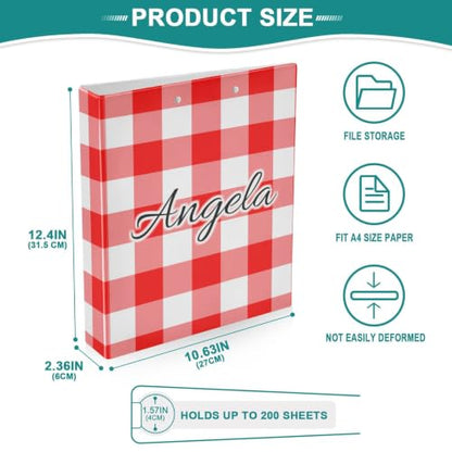 Custom 3 Ring Binder 1.5 Inch Round Rings Red Checkerboard Personalized Name Binders Organizer Fashion View Binder with 2 Pockets for School Office Supplies - color: Multi08