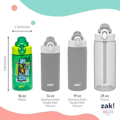 Zak Designs TMNT Sage Kids Water Bottle For School or Travel, 16oz Durable Plastic Water Bottle With Straw, Handle, and Leak-Proof, Pop-Up Spout Cover, 2-Pack Set (Teenage Mutant Ninja Turtles) - color: TMNT