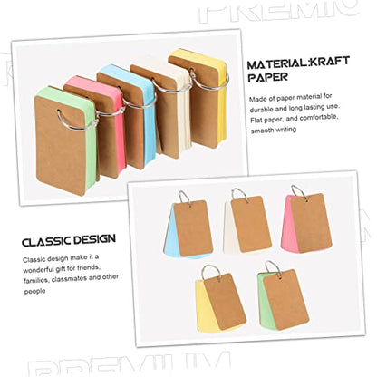5PCS Blank Flash Cards for DIY Memory and Writing Portable Index Cards Binder Rings Creative Classroom Essentials for Teachers and Students