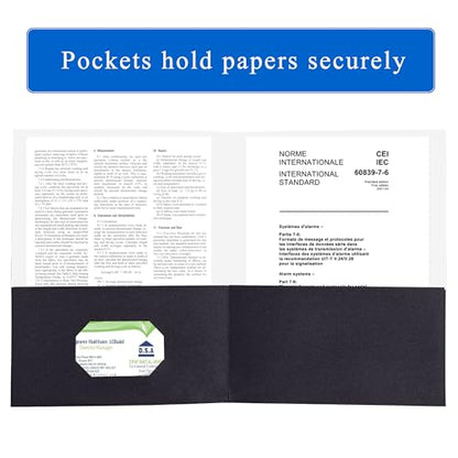 Zzrywuty 25 Packs Black 2 Pocket File Folders with Business Card Slot,Special Paper,Letter Size,Holds 100 Sheets for School,Office,Business,Black - color: Black-25pcs