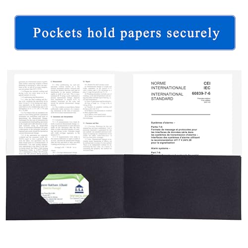 Zzrywuty 50 Packs Two Pocket File Folders with Business Card Slot,Letter Size,Holds 100 Sheets for School,Office,Business,Black - color: Black-50pcs