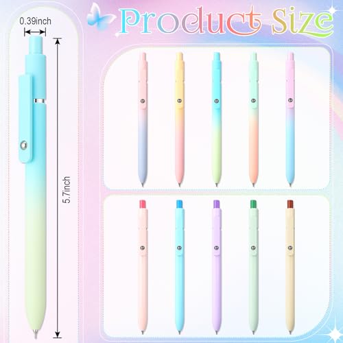 Epakh Gel Pens, 10 Pcs 0.5mm Quick Dry Black Ink Fine Point Smooth Writing Pens High End Series Retractable Aesthetic Ballpoint for Office School Supplies Women Men Gifts(Macaron Color,Classic) - color: Macaron Color, style: Classic