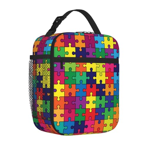 Autism Awareness Leakproof Lunch Bag Large Capacity Lunchbox Insulated Reusable Lunch Tote Bags Cooler Lunch Container For Work/Office/Picnic/Travel - color: Autism Awareness
