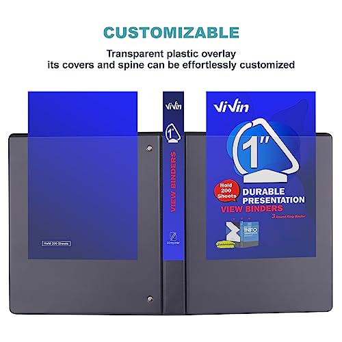 ViVin 1 Inch Binders 3 Ring, Slant D Ring Binder, 24 Pack Bulk, Black | PVC-Free, Fits 225 Sheets of 8.5'' x 11'' Paper, Clear View Cover, 2 Interior Pockets, Office Home School Use - color: Black, size: 1 Inch, style: 24 Pack