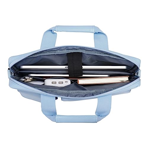 MOSISO Laptop Shoulder Bag 15.6 inch, 15-15.6 inch Computer Bag | Compatible with MacBook Pro 16 inch, HP, Dell, Lenovo with 2 Raised&1 Flapover&1 Horizontal Pocket&Handle&Belt, Airy Blue - color: Airy Blue, size: 16 inch