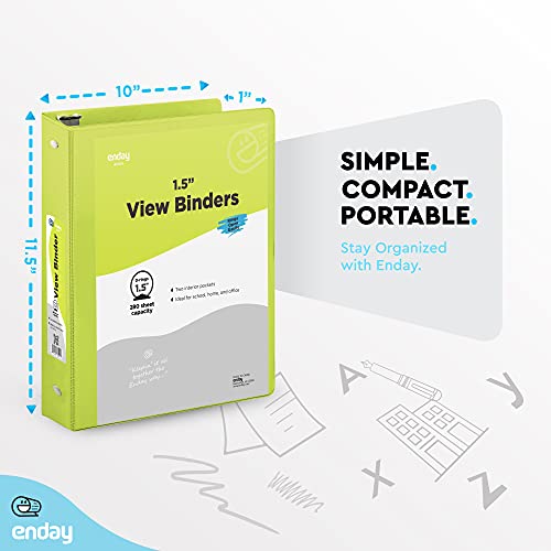Enday 3 Ring Binder 1.5 Inch, Green Heavy Duty Three Ring Binder, 325 Sheets Capacity - 1.5 Inch Binder for Home School and Office - color: Green, size: 1.5-Inch