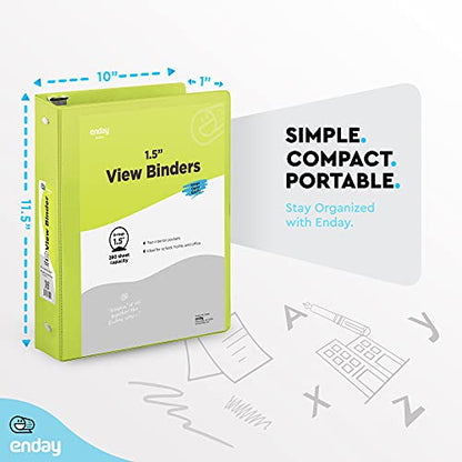 Enday 3 Ring Binder 1.5 Inch, Green Heavy Duty Three Ring Binder, 325 Sheets Capacity - 1.5 Inch Binder for Home School and Office - color: Green, size: 1.5-Inch