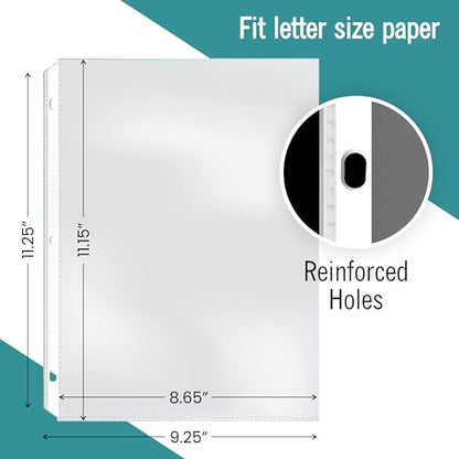 Heavy Duty Sheet Protectors for 3 Ring Binder, 50 Count Clear Page Protectors, Top Loading Plastic Sleeves 8.5 x 11 inch (Heavy Duty, 50) - size: Heavy Duty, 50 Count