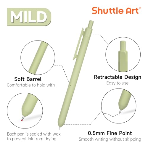 Shuttle Art Retractable Mild Gel Ink Pens - 11 Pack Black Fine Point Pens for Journaling, Taking Notes, School & Office - color: 11 Black Ink