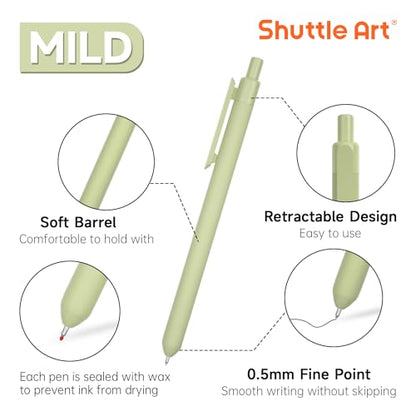 Shuttle Art Retractable Mild Gel Ink Pens - 11 Pack Black Fine Point Pens for Journaling, Taking Notes, School & Office - color: 11 Black Ink
