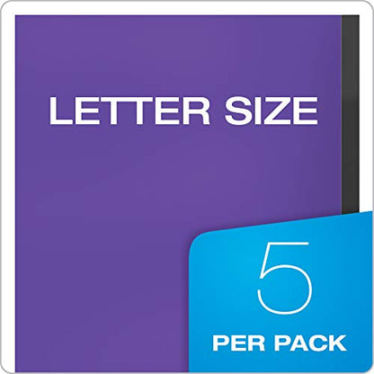 Oxford Two Pocket Folders, Plastic Folders with Reinforced Edges, Letter Size, Red, Blue, Green, Black, Purple, 5 Per Pack (89114) - size: 5 Count (Pack of 1), style: No Prongs