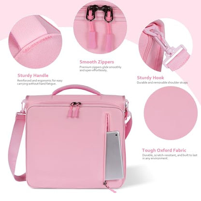 2 Inch 3 Ring Zipper Binder with 500 Sheet Capacity, 6 Tab Expanding File Folder, Multi-Pocket Design, Shoulder Strap and Handle for Middle School and Office (Pink) - color: Pink