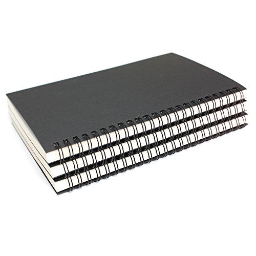 TWONE 3 Packs Soft Cover Notebook with Lined Paper Black Spiral Notebooks with 100 Ruled Pages 50 Sheets Memo Notepads for Home School Travel, 8.25 x 5.55 inch - color: Black Cover