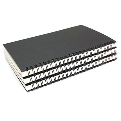 TWONE 3 Packs Soft Cover Notebook with Lined Paper Black Spiral Notebooks with 100 Ruled Pages 50 Sheets Memo Notepads for Home School Travel, 8.25 x 5.55 inch - color: Black Cover