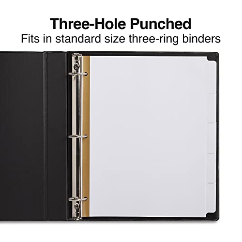 Staples Big Tab Write‑On Paper Dividers, 5‑Tab, White, Writable Customizable Binder Index Dividers, 4‑Pack - size: 5-Tab, style: White