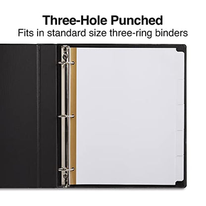 Staples Big Tab Write‑On Paper Dividers, 5‑Tab, White, Writable Customizable Binder Index Dividers, 4‑Pack - size: 5-Tab, style: White