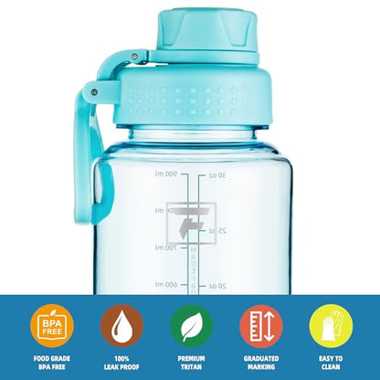 Fanhaw 32 oz Clear BPA-Free Tritan Water Bottle with Fast-Flow Spout Lid, BPA-Free & Leak-Proof Wide-Mouth Reusable Bottle for Gym, School & Office, Back to School Essentials (Baby Blue) - color: Baby Blue, style: 32 Ounces