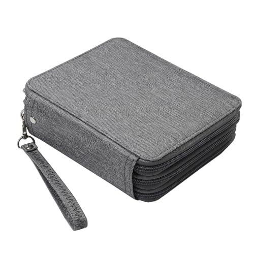 Portable Colored 72 Slots Pencil case Organizer with Printing Pattern for Watercolor Pens, Pencil Case Organizer for Artist - color: Grey
