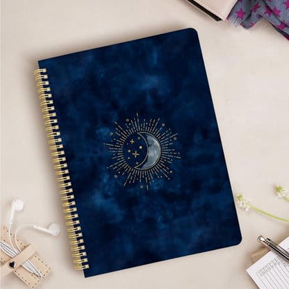 Cute Spiral Notebook journal A4 Aesthetic Pretty Design for Women Girls Kawaii with Pocket, 8.5 x 11 inch, Graph, Blue Moon - color: Blue Moon, style: Graph