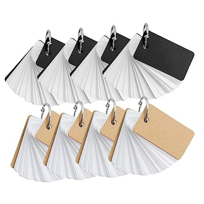 8pcs Portable Memory Cards for Travel Blank Flashcards Binder Ring Flash Cards Notecards for Daily Use - size: 7X4CM