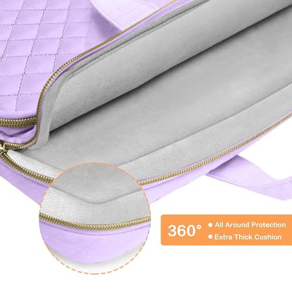 MOSISO 360 Protective Laptop Case 13.3 inch, 13-13.3 inch Laptop Sleeve Compatible with MacBook Air/Pro 13/Pro 14,HP Dell ASUS Lenovo, Square Quilted Bag Cover with 2 Pockets&Handle&Belt, Purple - color: Purple, size: 13.3 inch