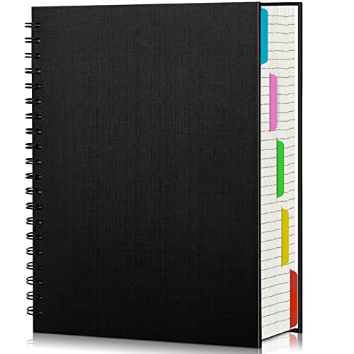 EUSOAR 5 Subject Spiral Notebook, 1pcs B5 7.3"x10.2" College Ruled Hardcover Writing Pads with 100GSM Lined Paper, 120Sheets/ 240Pages, for Note Taking School Business Work Writing Diary, Black - color: Black, size: B5-1Pack