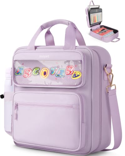 Zipper Binder 3 Ring with Ita Window, 3 Inch D-Ring Binder with Zipper and Strap Fits 14" Laptop, 600+ Sheets Capacity 3-in-1 Shoulder/Backpack/Handle Binder Bag for School Office Commute, Purple - color: Purple