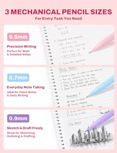 SUNEE 54PCS Aesthetic Stationery Set with Cute Pencil Case, 8 Color Pastel Highlighters, 8 Black Gel Pens, 6 Mechanical Pencils & Refills, College School Supplies for Students Girls Pink - color: Pink, style: 54 Pack
