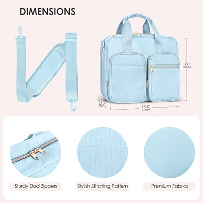 3 Ring Zipper Binder, 2 Inch Ring Binder Organizer Bag with Strap | Binder Bag Fits 13" Laptop & 500 Sheets, Detachable Shoulder Strap, Large Capacity Zip Up Portfolio Folder Bag for Office - color: Blue