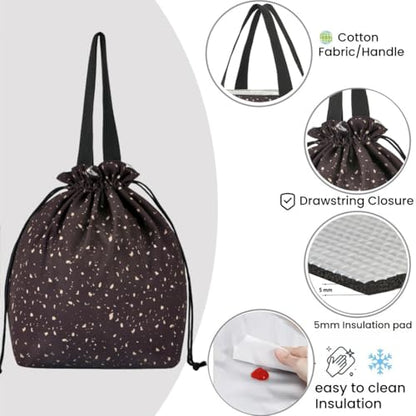Double-Handle Lunch Bag, Insulated Waterproof Reusable Tote for Women/Students, Fits 2 Bento Boxes + Water Bottle - Ideal for School/Office/Picnic(Starry Night Black) - color: Starry Night Black