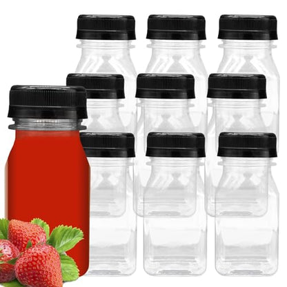 10 PCS 4 oz Plastic Juice Bottles with Lids | Empty Clear Milk Bottles with Lids, Beverage Containers for Juice, Milk and Other Drink - size: 4 oz / 120 ml