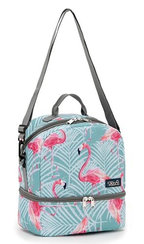 NEW TILAMI Kids Lunch Bag Double Insulated for tilami Rolling Backpack Girls Boys forTravel School Picnic, Tropical Flamingo Teal - color: Tropical Flamingo Teal