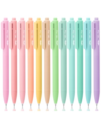 Mr. Pen- Retractable Gel Pens, 12 Pack, Assorted Color Ink | Fine Point 0.5mm, Fast Dry, Smooth Writing, Cute Pens for Drawing, Writing Planner and School Supplies - color: Marshmallow Twist Ink, size: 12 Pack