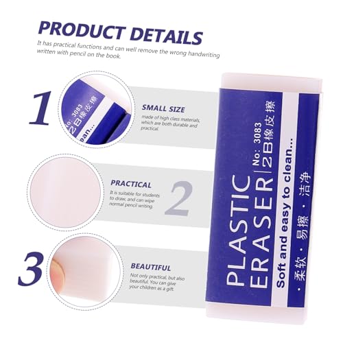 24Pcs Large Exam Pencil Erasers for Students Portable Multi-Function PVC School Supplies Easy Erase Writing Erasers Bulk for Classroom and Office Use