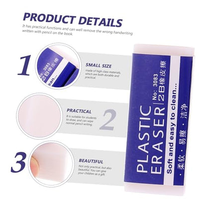 24Pcs Large Exam Pencil Erasers for Students Portable Multi-Function PVC School Supplies Easy Erase Writing Erasers Bulk for Classroom and Office Use
